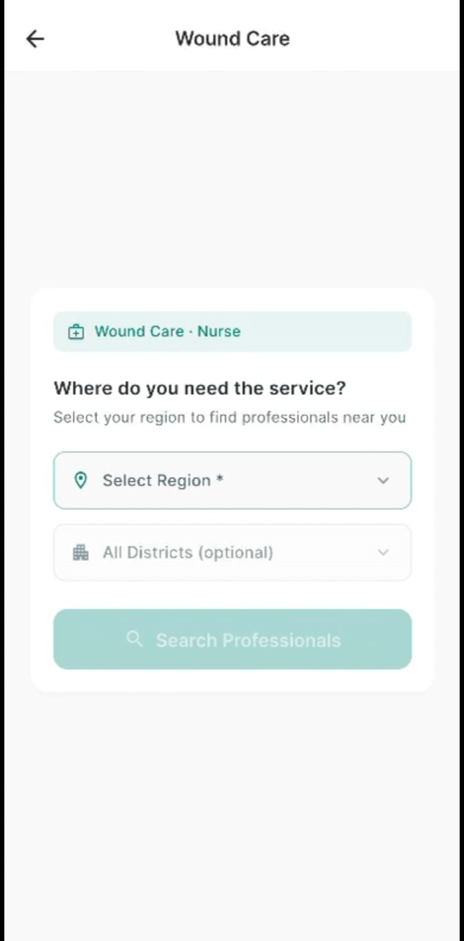 Sohhtak app region search screen